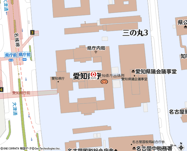 愛知県庁出張所付近の地図